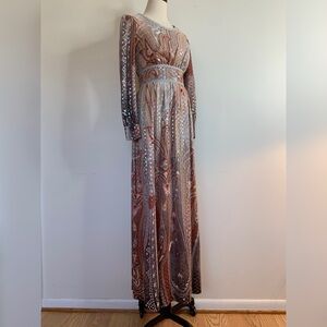 Toni Todd 1960s Ombre Paisley Lamé Maxi Dress